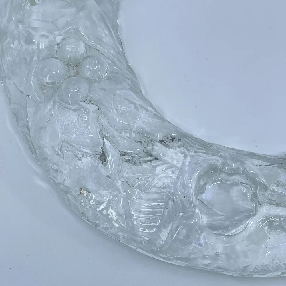 vintage vetreria etrusca clear glass christmas wreath candle holder madein italy